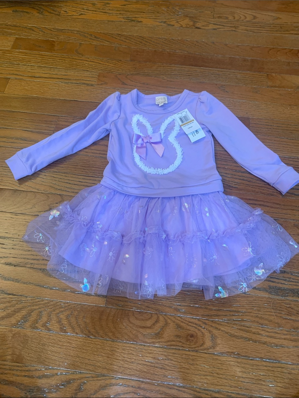 wonder nation Lilac Bunny Tulle Dress with Bow Accent